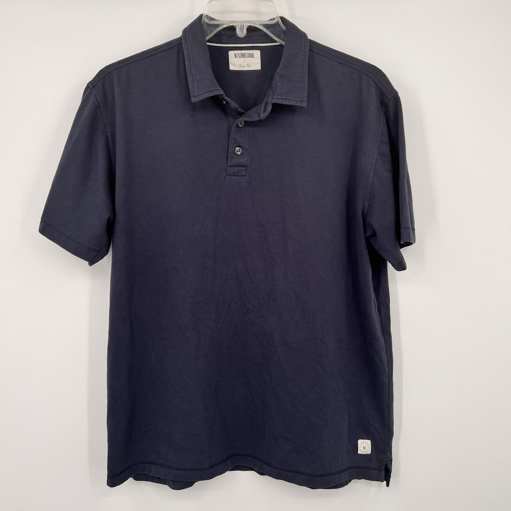 Linksoul Polo Shirt Mens Small Blue Performance Cotton Polyester Short Sleeve